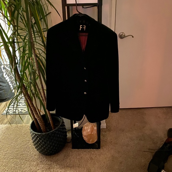 Firado smoking jacket velvet. Gothic. red lining - Picture 2 of 7